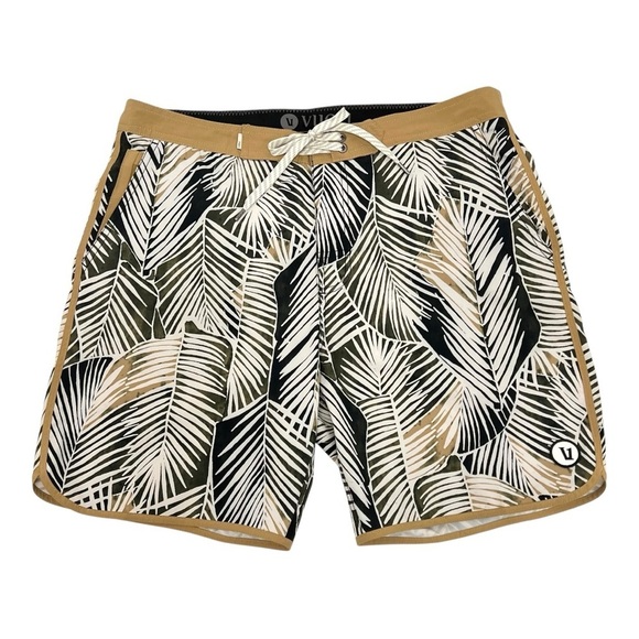 Vuori Cruise Wheat Frond 8” Leaf Print Boardshorts Swim Trunks Men’s 33 - Picture 4 of 13